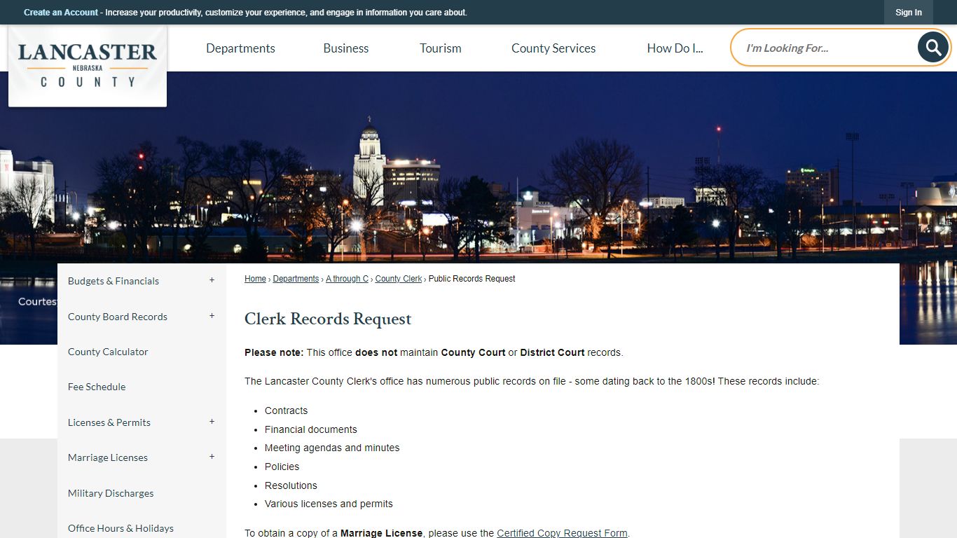 Clerk Records Request | Lancaster County, NE